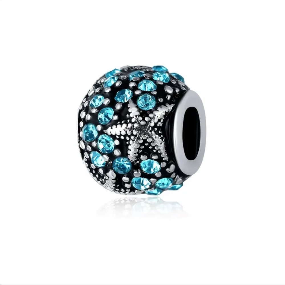 PAVE STARFISH OR PLAIN BLUE SPACER CHARMS FOR PANDORA BRACELETS & MOST OTHERS